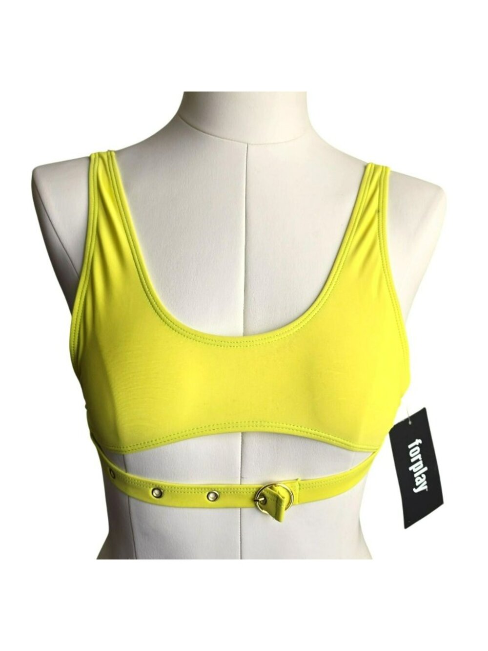 Forplay NWT Yellow Bikini Top Bralette With Buckle Detail Size S JJ3869